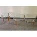 Set of Glass Top Coffee and End Tables w/ Wood Legs